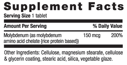 Country Life - MOLYBDENUM 150 MCG 100'S - 100 Tablet