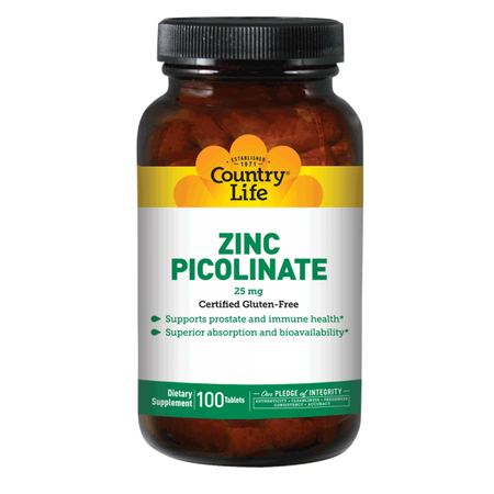 Country Life - ZINC PICOLINATE 25 MG 100 TABS - 100 Tablet