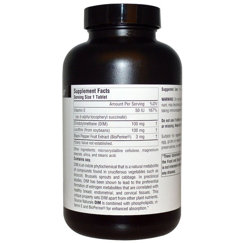 Source Naturals - DIM (Diindolylmethane) 100 Mg - 180 Tablet