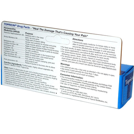 Topricin Tube - Pain Relief and Healing Cream, 2.0 oz