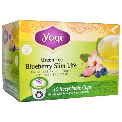 Yogi Tea - Blueberry Slim Life, Green Tea, 10 Cups, .1 oz (2.8 g) Each