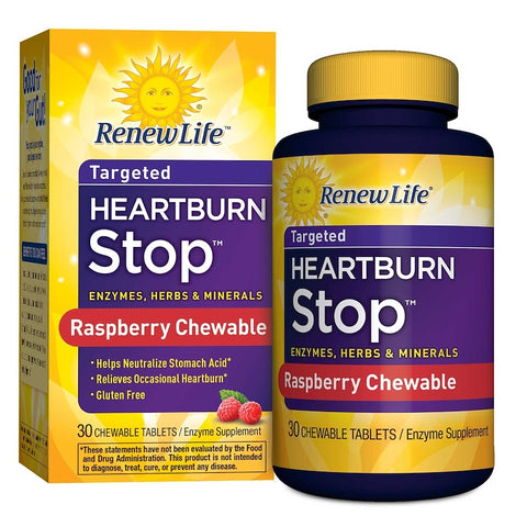 ReNew Life - Heartburn Stop, Raspberry Flavor, 30 Chewable Tablets
