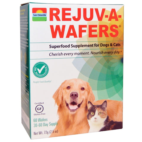 Sun Chlorella - Rejuv-A-Wafers, Superfood Supplement for Dogs & Cats, 60 Wafers