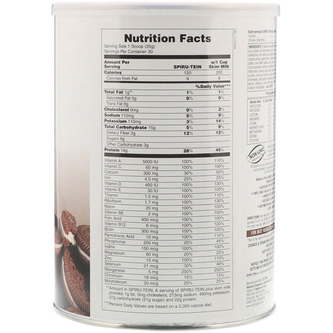 Natures Plus - Spiru-Tein, High Protein Energy Meal, Cookies & Cream, 2.3 lbs (1050 g)