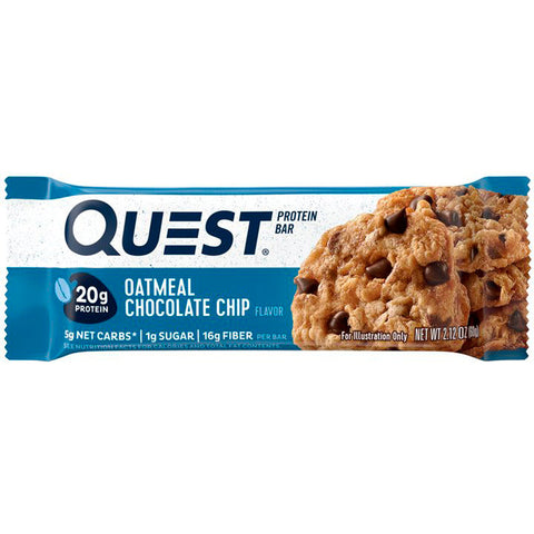 Quest Nutrition - Protein Bar, Oatmeal Chocolate Chip, 12 Bars, 2.12 oz (60 g) Each