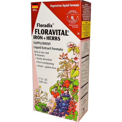 Flora - Floravital, Iron + Herbs Supplement, Liquid Extract Formula, 17 fl oz (500 ml)