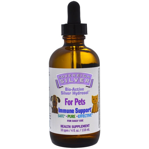 Sovereign Silver - Bio-Active Silver Hydrosol, For Pets, Immune Support Drops , 4 fl oz (118 ml)