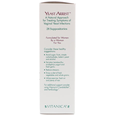 Vitanica - Yeast Arrest, Vaginal Support, 28 Vaginal Suppositories