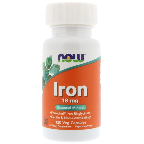 Now Foods - IRON 18MG FERROCHEL(R)  120 VCAPS - 120 Capsules