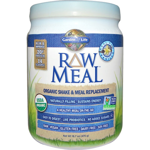 Garden Of Life - RAW Organic Meal, Organic Shake & Meal Replacement, Vanilla, 484g POWDER