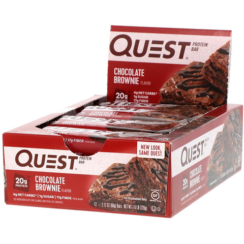 Quest Nutrition - Protein Bar, Chocolate Brownie, 12 Bars, 2.12 oz (60 g) Each