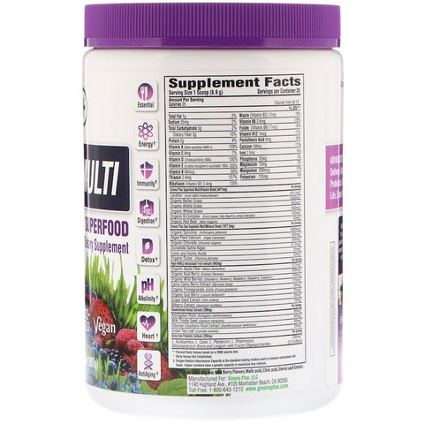 Green Plus - GREENS+ ADVANCED MULTI Wild Berry Superfood - 9.4oz (267g)