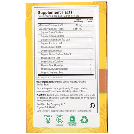 Yogi Tea - Perfect Energy, Vanilla Spice, 16 Tea Bags, 1.12 oz (32 g)