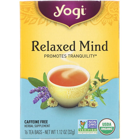 Yogi Tea - Organic Relaxed Mind, Caffeine Free, 16 Tea Bags, 1.12 oz (32 g)