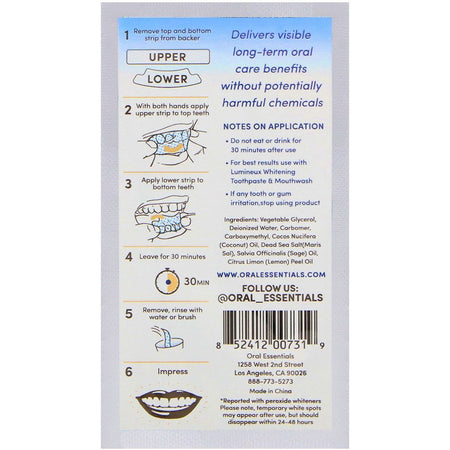 Lumineux Oral Essentials - Whitening Strips 24pk Single Use