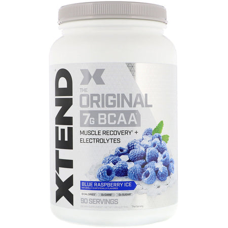 Xtend - The Original 7G BCAA, Blue Raspberry Ice, 2.78 lb (1.26 kg) - 90 Servings