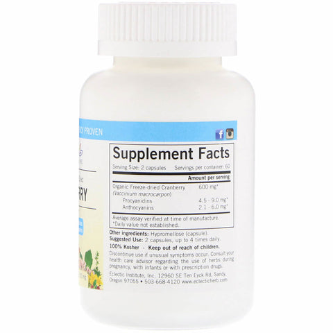 Eclectic Institute - Cranberry 300Mg - Cog Veg 120