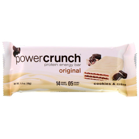 BNRG, Power Crunch Protein Energy Bar, Original, Cookies and Crème, 12 Bars, 1.4 oz (40 g) Each