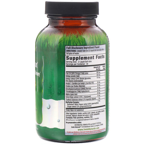 Irwin Naturals - Ginkgo Smart Maximum Focus & Memory - 60 Liquid Softgels