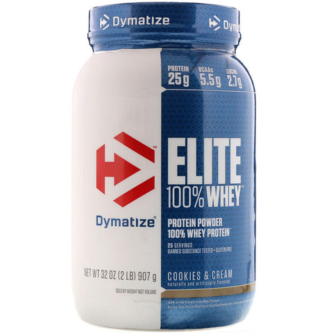 Dymatize - ELITE 100% WHEY, Cookies & Cream - 2 Lb (907 G)