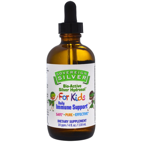 Sovereign Silver - Bio-Active Silver Hydrosol, For Kids, Daily Immune Support Drops, 4 fl oz (118 ml)