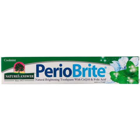 Nature's  Answers - PerioBrite Natural Brightening Toothpaste with CoQ10 & Folic Acid, Cool Mint, 4 oz (113.4g)