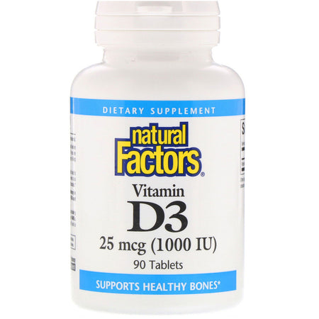 Natural Factors - Vitamin D3, 1000 IU, 90 Tablets