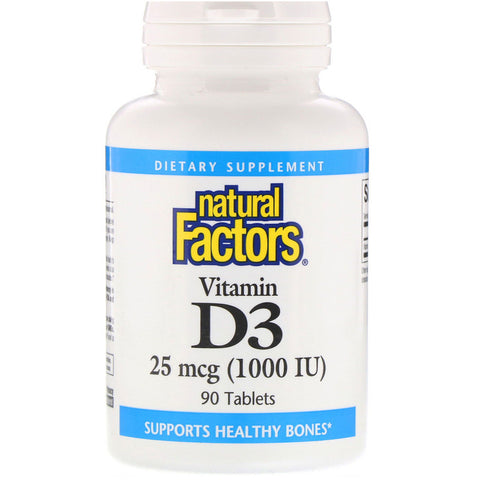 Natural Factors - Vitamin D3, 1000 IU, 90 Tablets