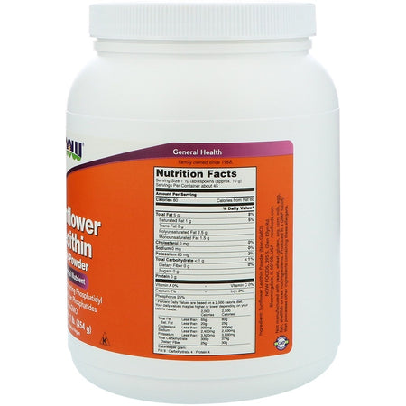 Now Foods - Sunflower Lecithin, Pure Powder, 1 lb (454 g)