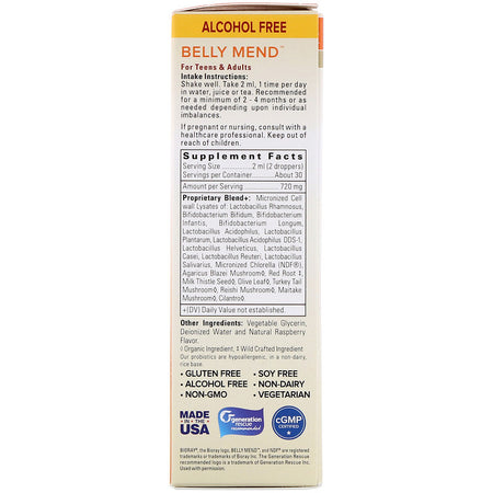 Bioray - Belly Mend, Gut Support, Alcohol Free, 2 fl oz (60 ml)