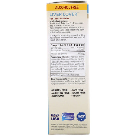 Bioray -Liver Lover, Revitalizing Liver Tonic, Alcohol Free, 2 fl oz (60 ml)