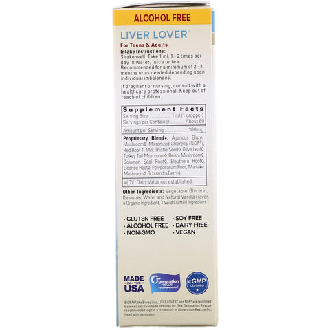 Bioray -Liver Lover, Revitalizing Liver Tonic, Alcohol Free, 2 fl oz (60 ml)