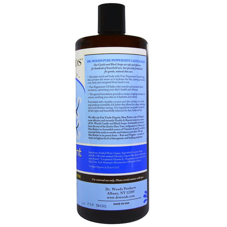 Dr Woods - Castile Soap Liquid Peppermint With Shea Butter - 32 Ounce