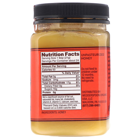 Wedderspoon - Raw Wild Rata Honey, 17.6 oz (500 g)