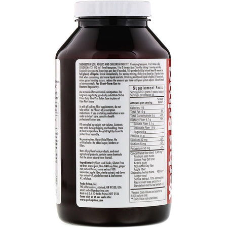 Yerba Prima - Fiber Plus Senna Powder, Apple Spice Flavor, 12 oz (340 g) Powder