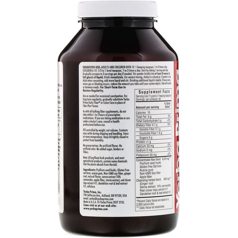 Yerba Prima - Fiber Plus Senna Powder, Apple Spice Flavor, 12 oz (340 g) Powder