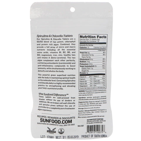Sunfood - Spirulina & Chlorella 50/50 Tablets - 2oz