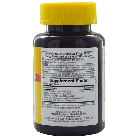 Natures Plus - Dyno-Mins, Iron, 27 mg, 90 Acid-Resistant Tablets
