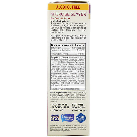 Bioray - Microbe Slayer, Microorganism Detox, Alcohol Free, 2 fl oz (60 ml)