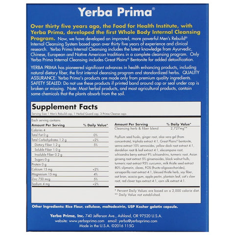 Yerba Prima - Men's Rebuild Internal Cleansing, 3 Part Program