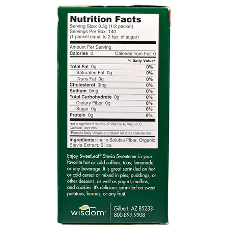 Wisdom Natural Sweetleaf - Natural Stevia Sweetner, 70 Packets