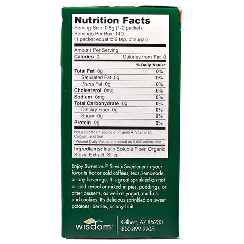 Wisdom Natural Sweetleaf - Natural Stevia Sweetner, 70 Packets