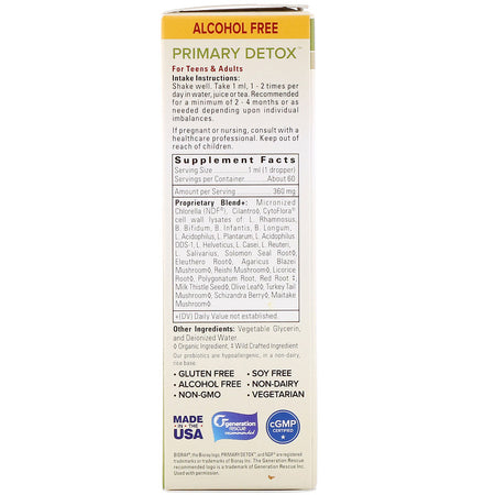 Bioray - Primary Detox Heavy Duty Detox Tonic, Alcohol Free, 2 fl oz (60 ml)