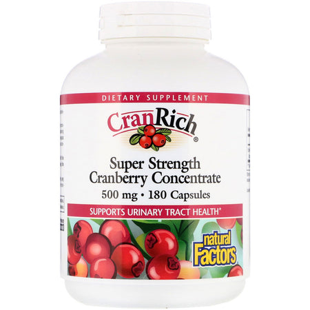 Natural Factors - CranRich, Super Strength, Cranberry Concentrate, 500 Mg,  - 180 Capsules