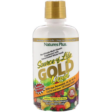 Natures Plus - Source of Life, Gold Liquid, Delicious Tropical Fruit Flavor, 30 fl oz (887.10 ml)