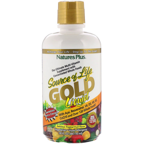 Natures Plus - Source of Life, Gold Liquid, Delicious Tropical Fruit Flavor, 30 fl oz (887.10 ml)