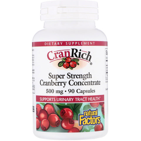Natural Factors - CranRich, Super Strength, Cranberry Concentrate, 500 Mg,  - 90 Capsules