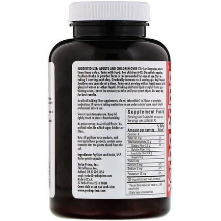 Yerba Prima - Psyllium Husks Caps - 180 Capsules