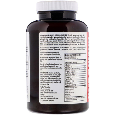 Yerba Prima - Soluble Fiber Caps - 180 Capsules