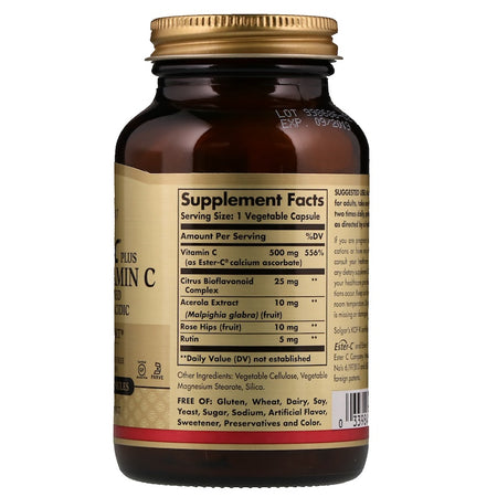 Solgar - Ester-C® Plus 500 Mg Vitamin C Vegetable Capsules (Ester-C® Ascorbate Complex) - 100 Capsules